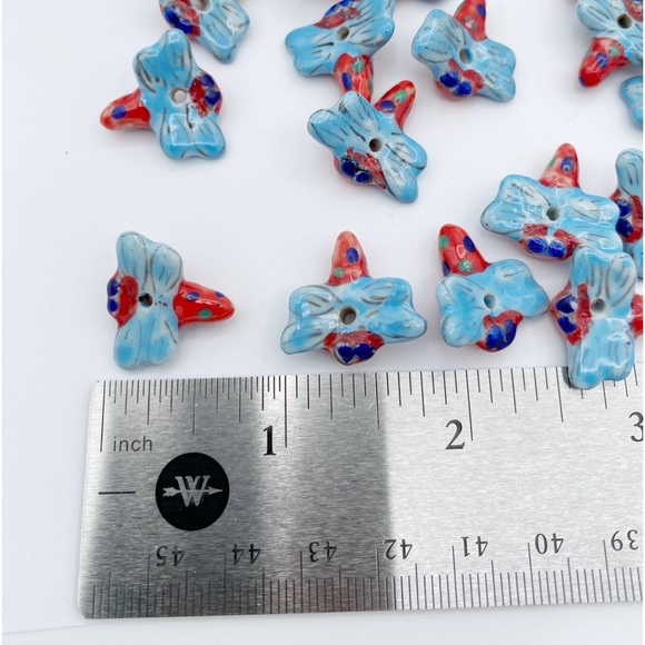 Vintage Porcelain Ceramic Dragonfly Beads Lot of 35 - Picture 4 of 5